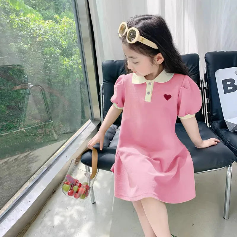 2027 Baby Pink Dress Clothes Summer Short Sleeves Green Dress Clothing Fashion Kids Girls Princess Dresses
