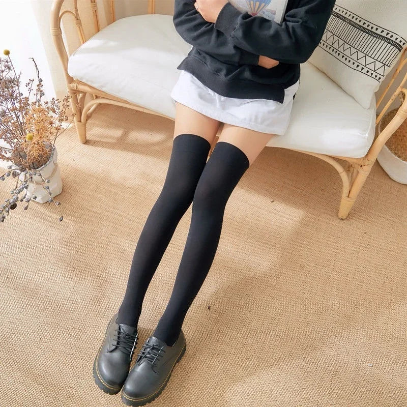 Sexy Women's Hosiery Pink Bow Stay Up Thigh High Silk Stockings Ladies Sweet JK Lolita Bowknot Long Socks Students Stockings