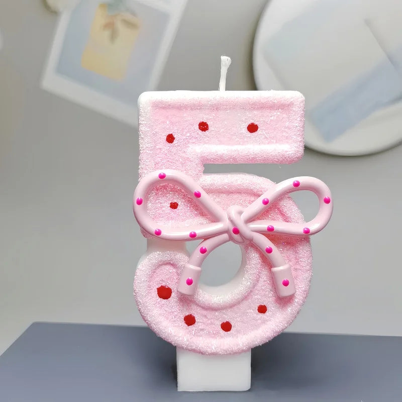 Pink Bow 0-9 Birthday Candles,Candles for Decoration for Party Supplies Kids Girls Adults Birthday Wedding Anniversary Party