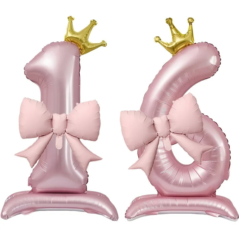 Pink Crown Number Balloon 🎀