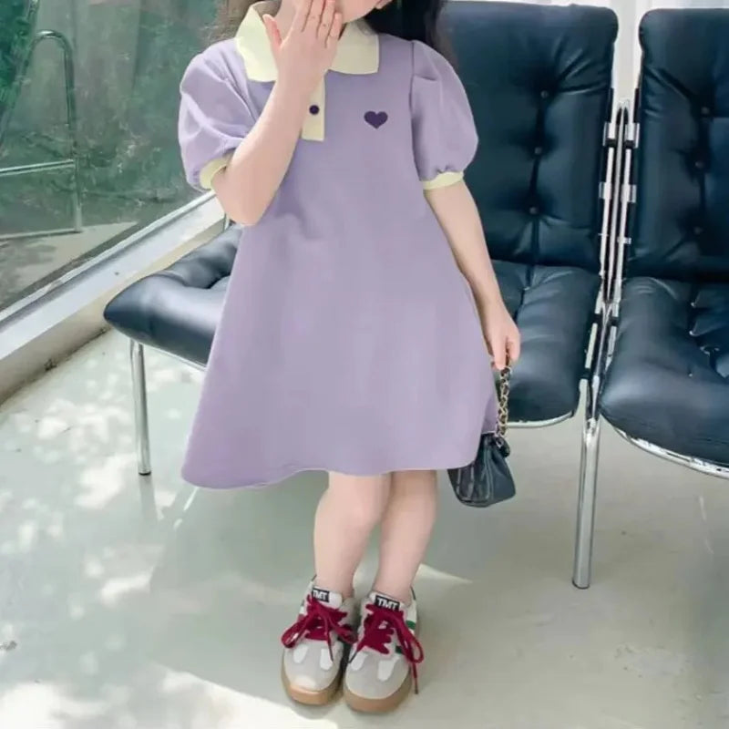2027 Baby Pink Dress Clothes Summer Short Sleeves Green Dress Clothing Fashion Kids Girls Princess Dresses