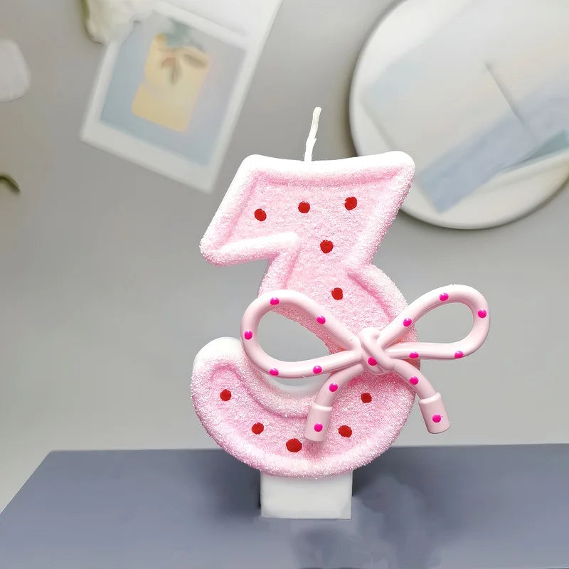 Pink Bow 0-9 Birthday Candles,Candles for Decoration for Party Supplies Kids Girls Adults Birthday Wedding Anniversary Party