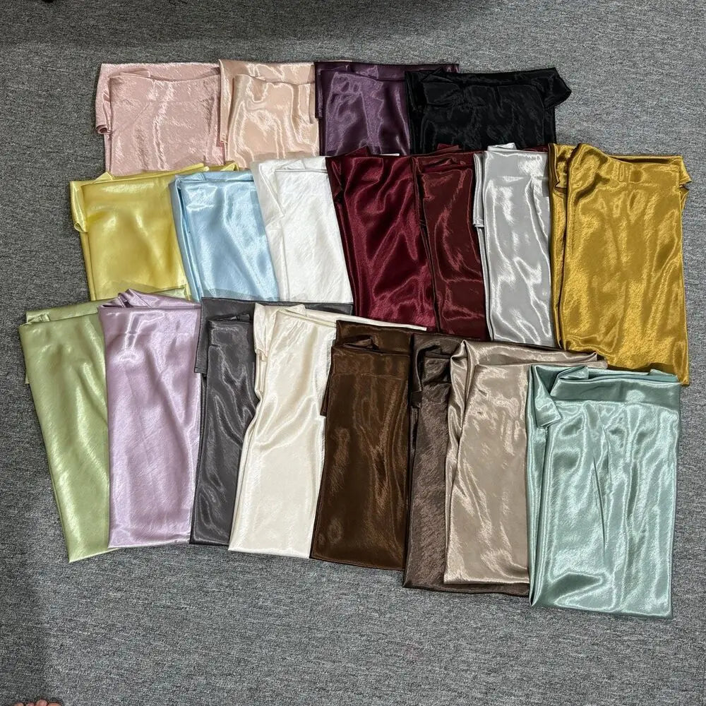 19 Colors 2026 New In Women Spring Summer Gloss Satin Long Skirts Female Fashion Elegant High Waist Faldas
