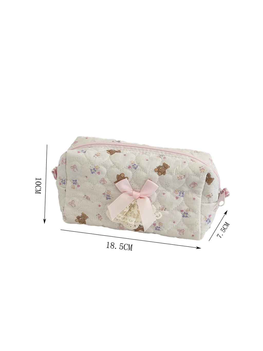 Pink Rose Sweetheart Cosmetic  Storage Bag Aesthetic Cute Lace Trim Makeup Pouch Large Capacity Vintage Cosmetic Organizer Bags
