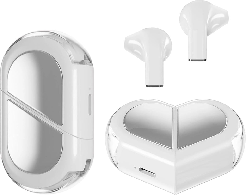 Pink Heart Wireless Earbuds for Girls Cute Small Earphones Hifi Stereo Sound Bluetooth Headsets Touch Control Gaming Handphones