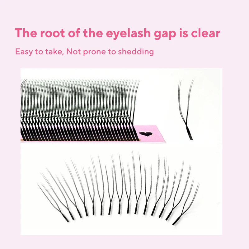 DIYDAY U-Shaped YY Eyelash Extensions, Premium PBT False Mink Individual Lashes, C/D Curl 9–15mm, Soft Natural Look, 12 Rows per Tray, Matte Black