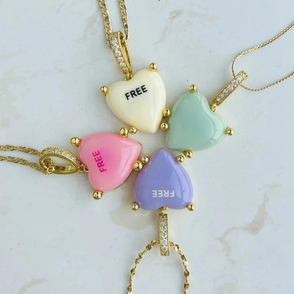 New Color Custom FP Heart Pendant Pink Deep Red Fashion Personalized Resin Letter Charms for Women Necklace DIYJewelry Gifts