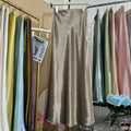 19 Colors 2026 New In Women Spring Summer Gloss Satin Long Skirts Female Fashion Elegant High Waist Faldas