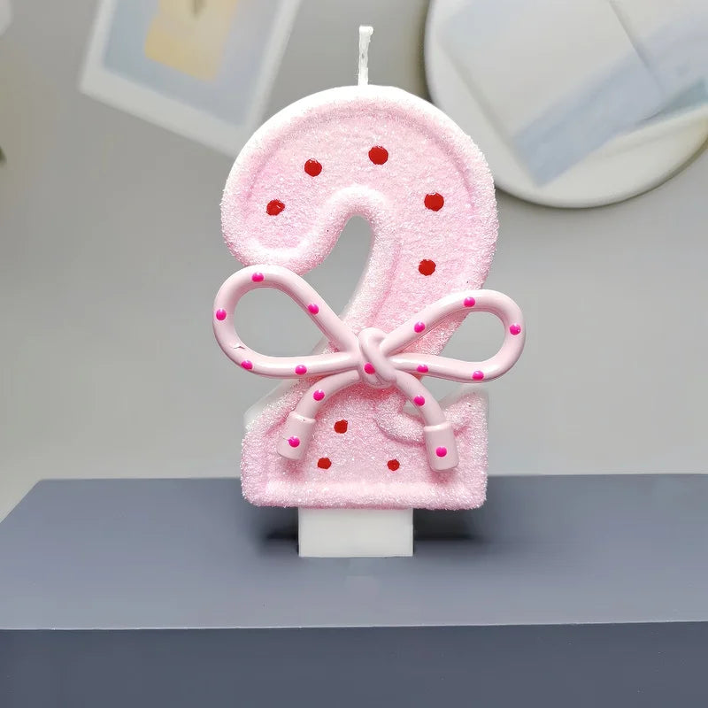 Pink Bow 0-9 Birthday Candles,Candles for Decoration for Party Supplies Kids Girls Adults Birthday Wedding Anniversary Party