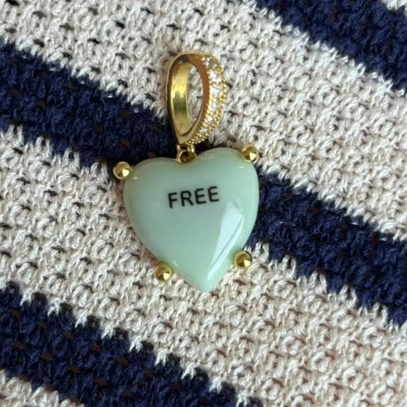 New Color Custom FP Heart Pendant Pink Deep Red Fashion Personalized Resin Letter Charms for Women Necklace DIYJewelry Gifts
