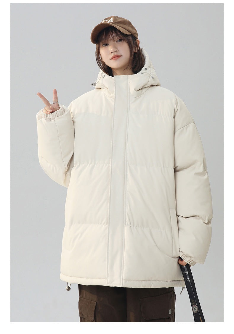 Womens Loose-fitting Solid-color Versatile Cotton Coat