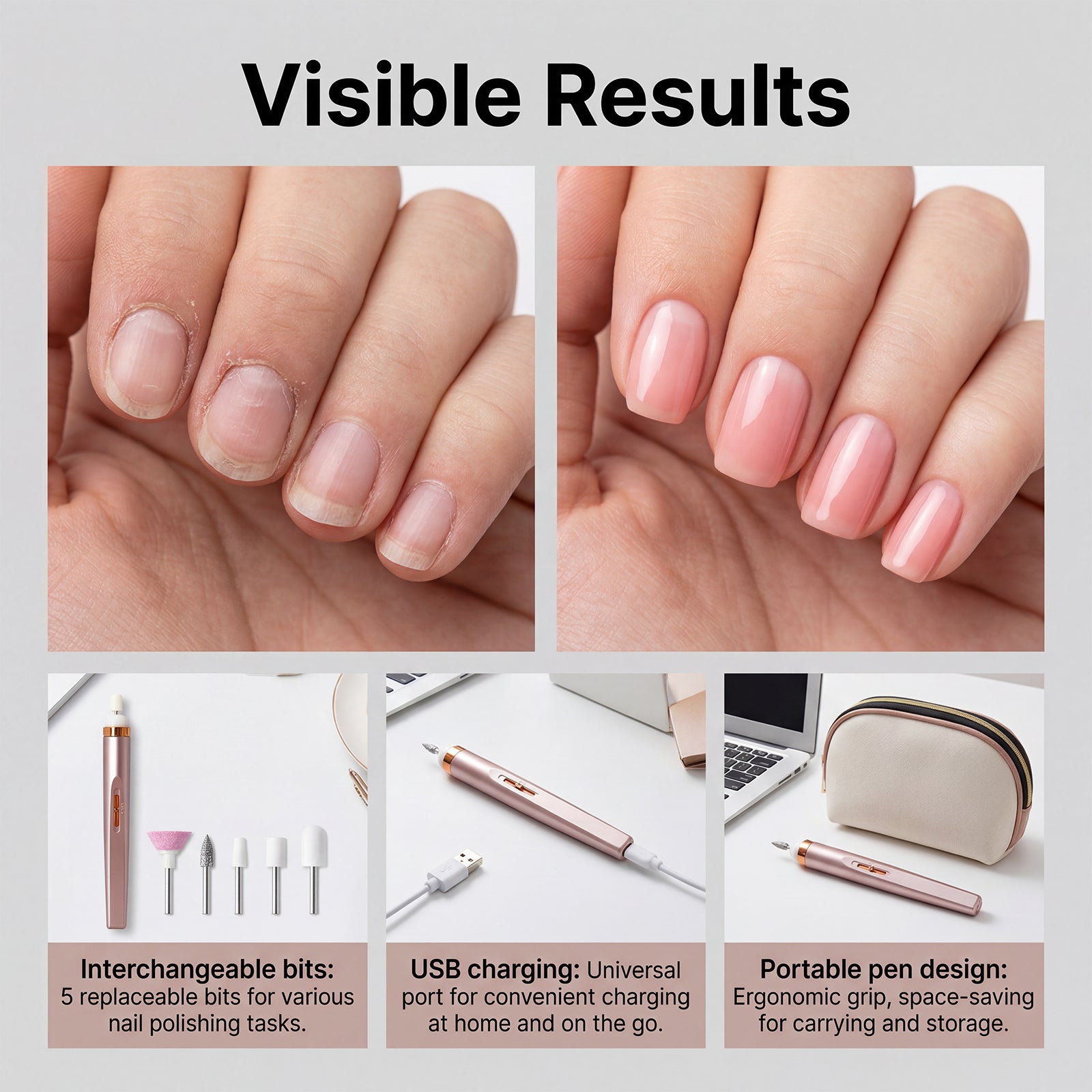 Light Pink Electric Nail Drill – Professional Manicure  Pedicure Tool