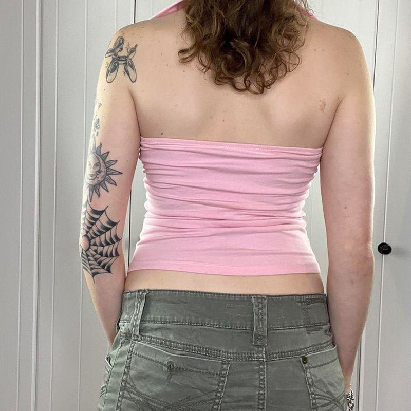Cute Pink Halter Top – Soft, Stylish  Flattering