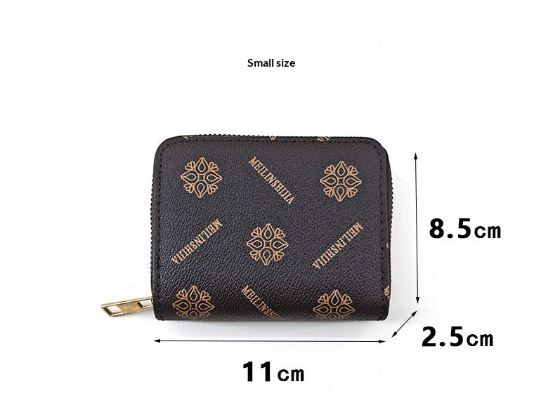 Simple And Stylish Single-zip Multi-cardholder Coin Purse