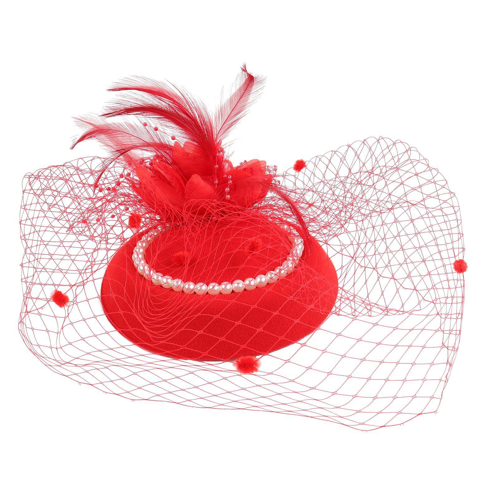 Retro Tulle Hat With Flowers For The Stage