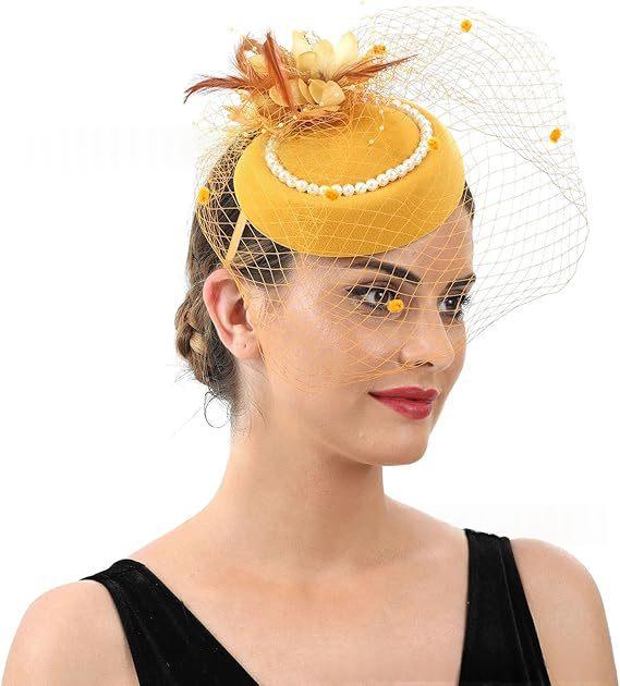Retro Tulle Hat With Flowers For The Stage