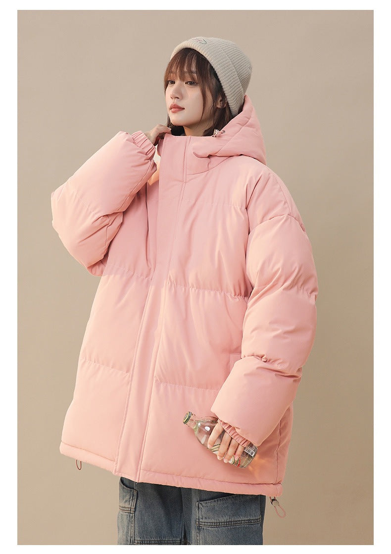 Womens Loose-fitting Solid-color Versatile Cotton Coat