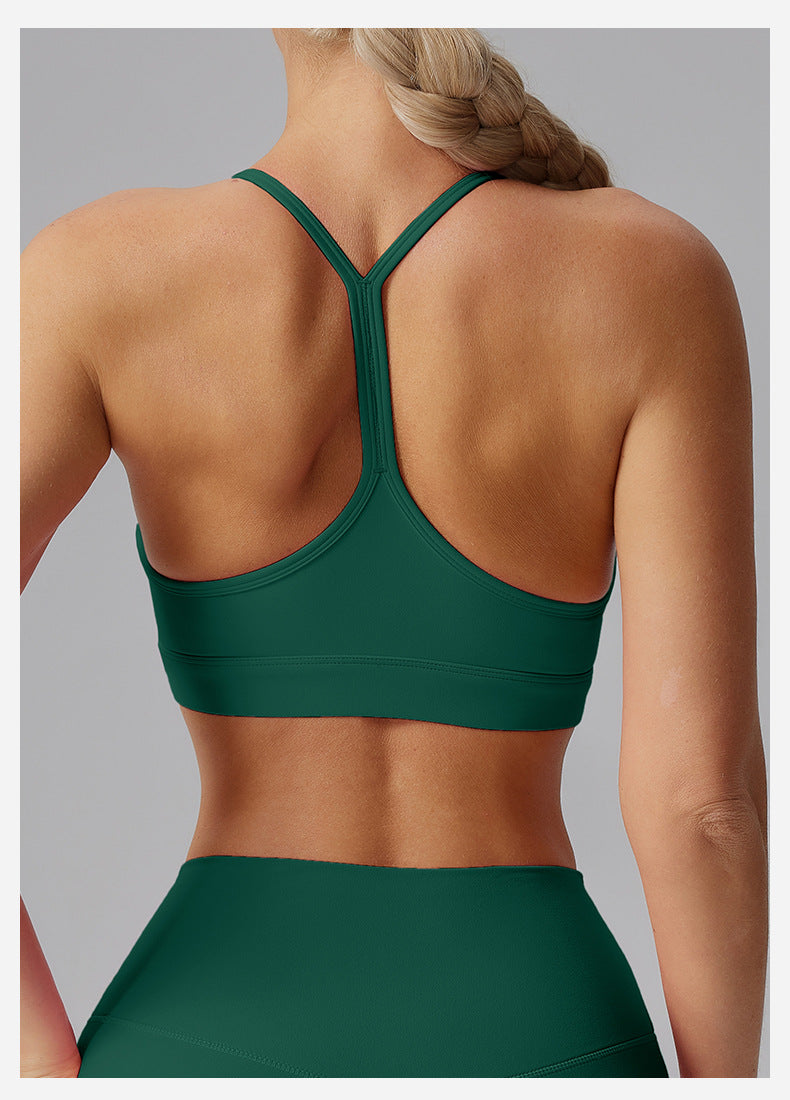 Womens Solid-Colored Versatile Thin-Strap Shock-Absorbing Quick-Drying Yoga Tank Top