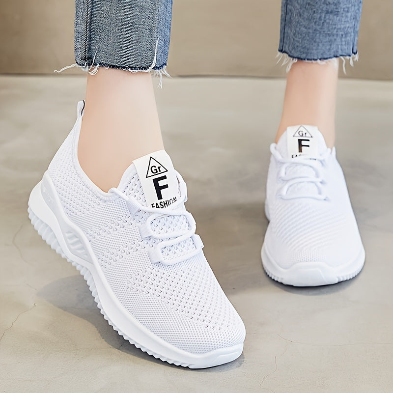 Women’s Breathable Pink Mesh Sneakers Comfortable All Season Lace-Up Shoes