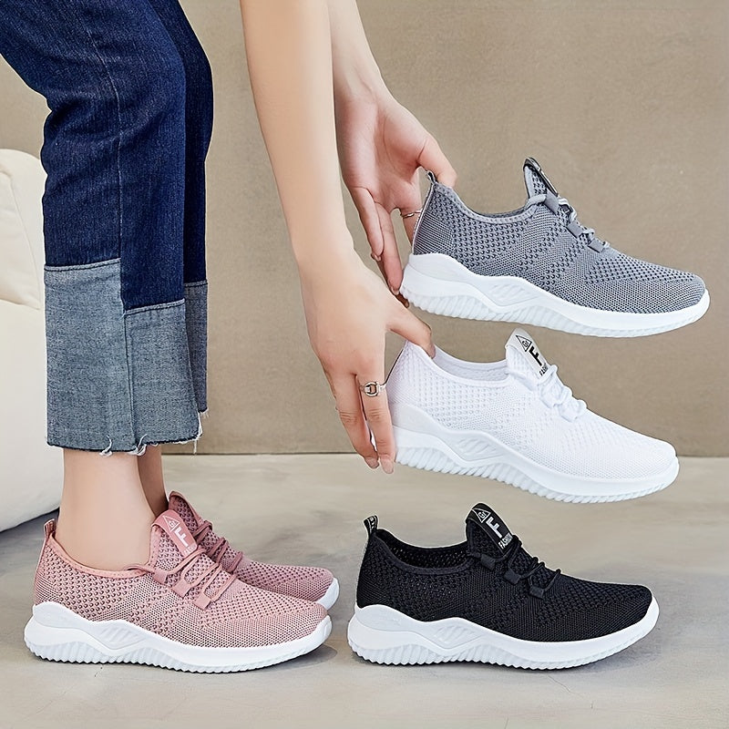 Women’s Breathable Pink Mesh Sneakers Comfortable All Season Lace-Up Shoes