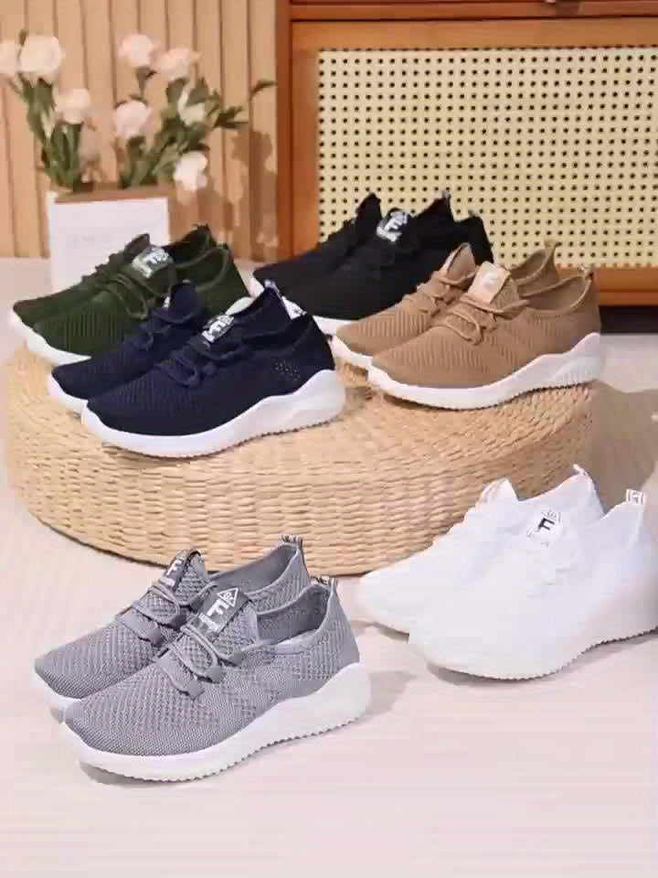 Women’s Breathable Pink Mesh Sneakers Comfortable All Season Lace-Up Shoes