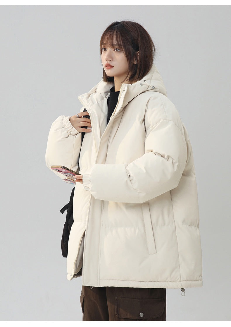 Womens Loose-fitting Solid-color Versatile Cotton Coat