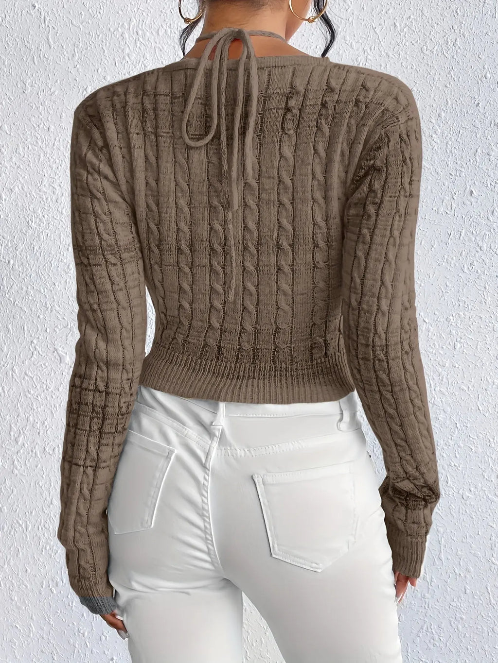 Women's Slim Fit Tie-Front Ombre Colorblock Sweater - Sleeve Top with Back Tie Detail, Pastel Pink to Blue Gradient for Spring/Fall, Cute Sweaters, Casual Wear, Breathable Material, Stylish Pullover, Styleconscious Buyers Pinkshop