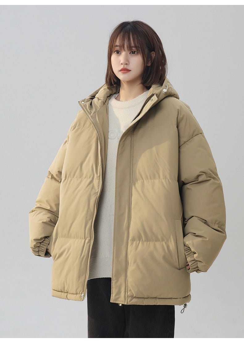 Womens Loose-fitting Solid-color Versatile Cotton Coat