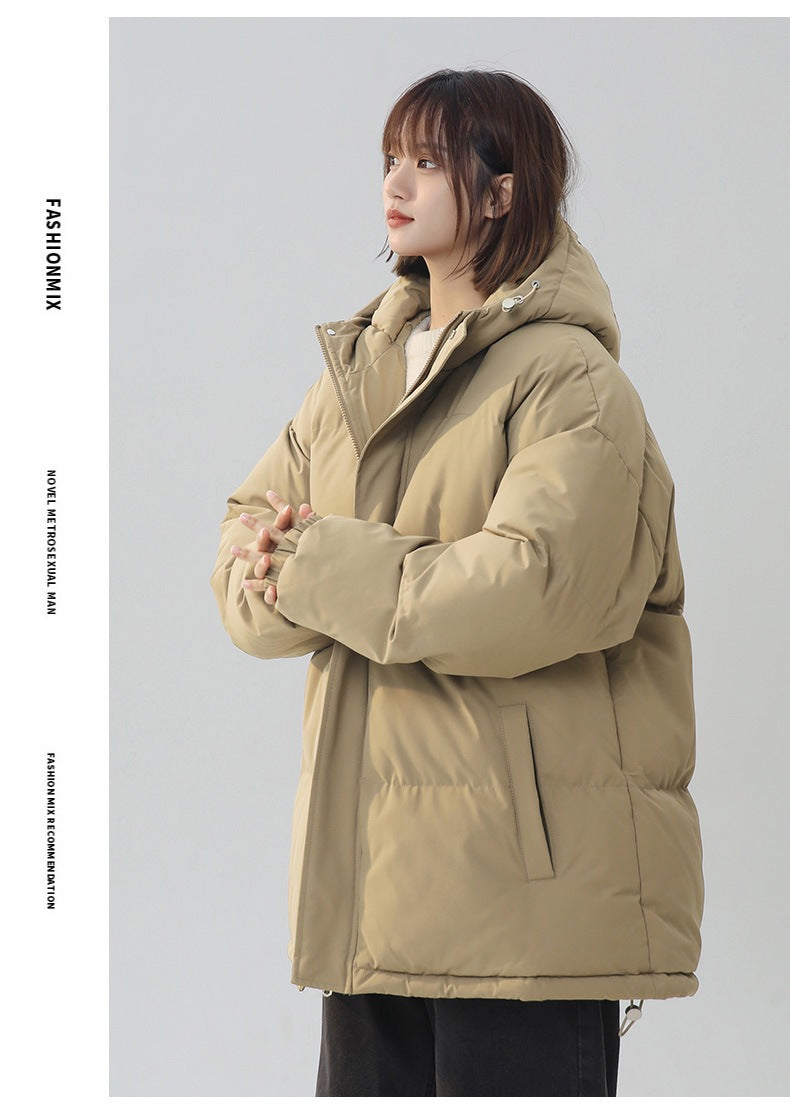 Womens Loose-fitting Solid-color Versatile Cotton Coat